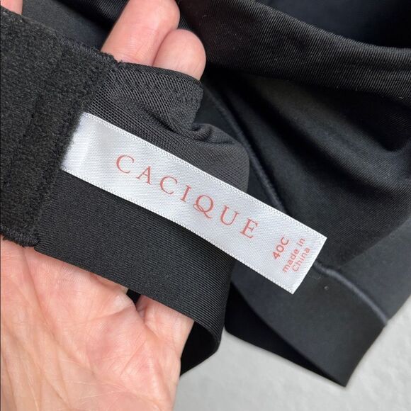 CACIQUE Comfort Bliss Lightly Lined Full Coverage Mesh Cutout Bra Black 40C - Picture 5 of 6